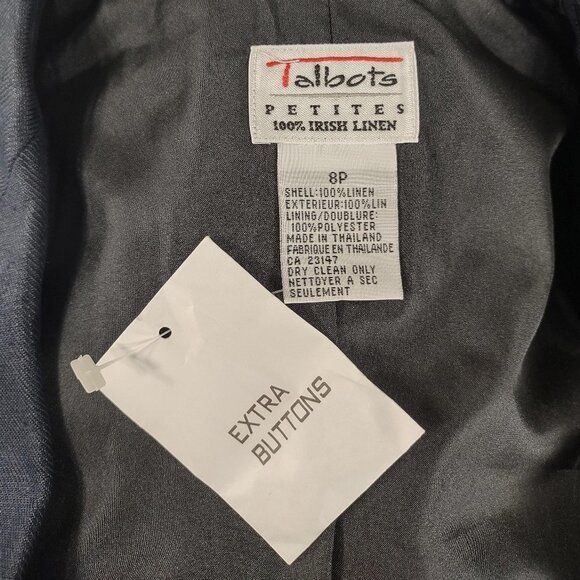NWOT Talbots dark blue 100% Irish Linen two button blazer jacket ladies size 8 - Picture 6 of 6